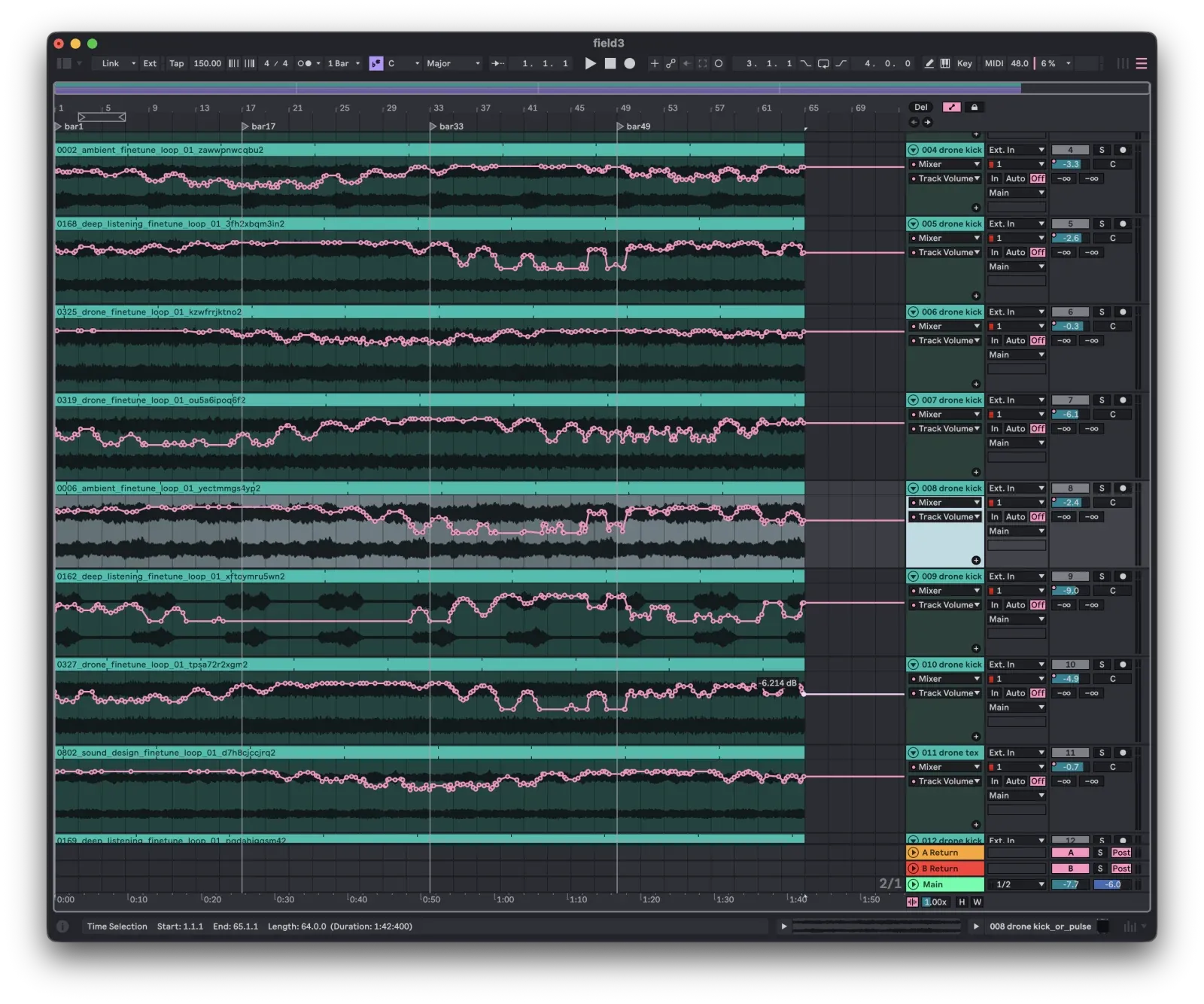 Ableton track Volume automation
