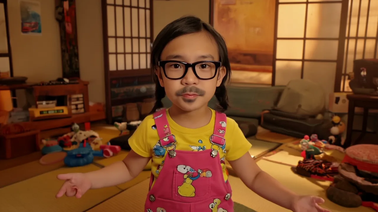 入力人物の眼鏡や髭が残ったdaughter生成失敗例